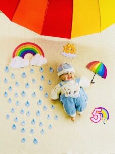 kids 5th month decoration for photoshoot